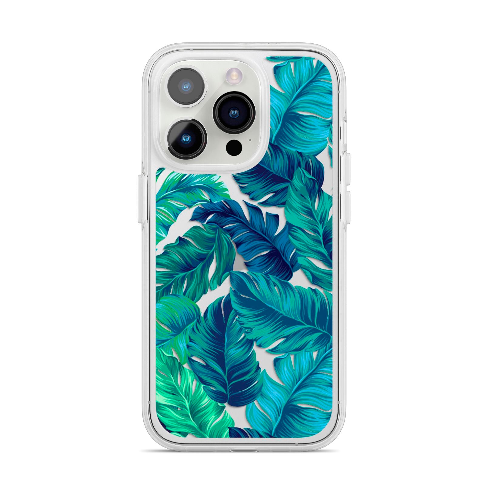 Tropical Leaves iPhone 14 Pro Clear Tough Case Silver