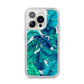 Tropical Leaves iPhone 14 Pro Glitter Tough Case Silver