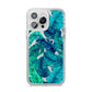 Tropical Leaves iPhone 14 Pro Max Clear Tough Case Silver