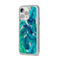 Tropical Leaves iPhone 14 Pro Max Glitter Tough Case Silver Angled Image