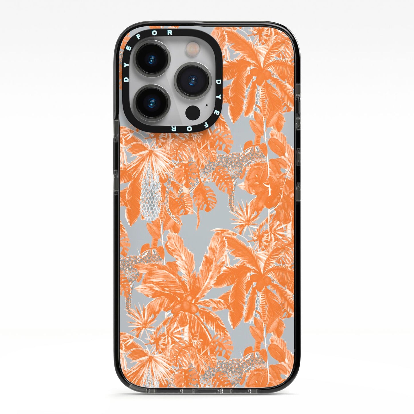Tropical iPhone 13 Pro Black Impact Case on Silver phone