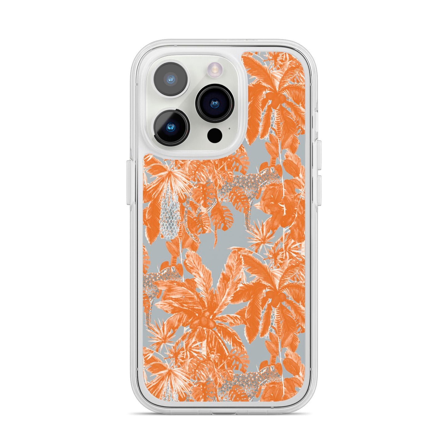 Tropical iPhone 14 Pro Clear Tough Case Silver
