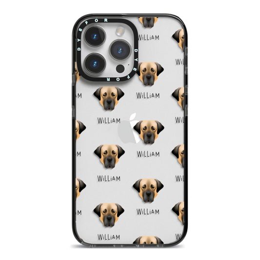 Turkish Kangal Dog Icon with Name iPhone 14 Pro Max Black Impact Case on Silver phone