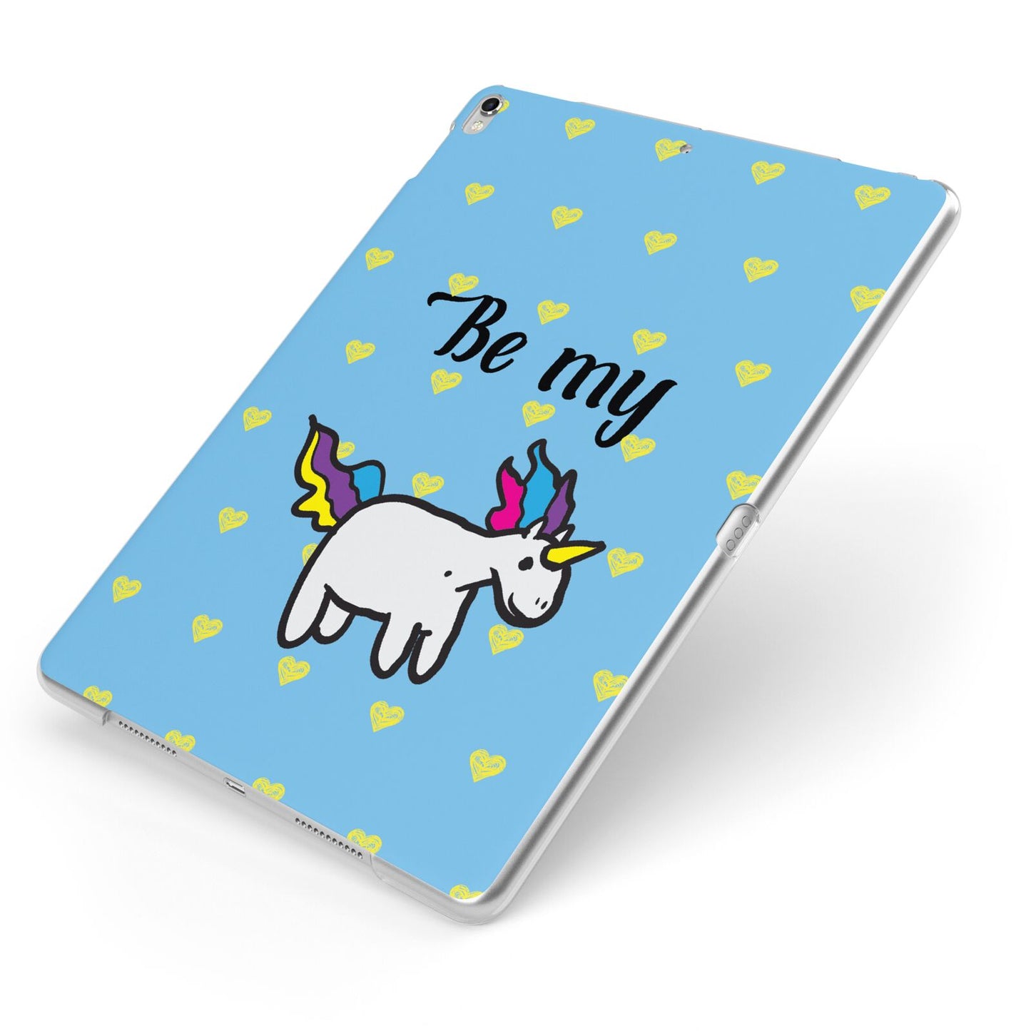 Valentines Be My Unicorn Apple iPad Case on Silver iPad Side View