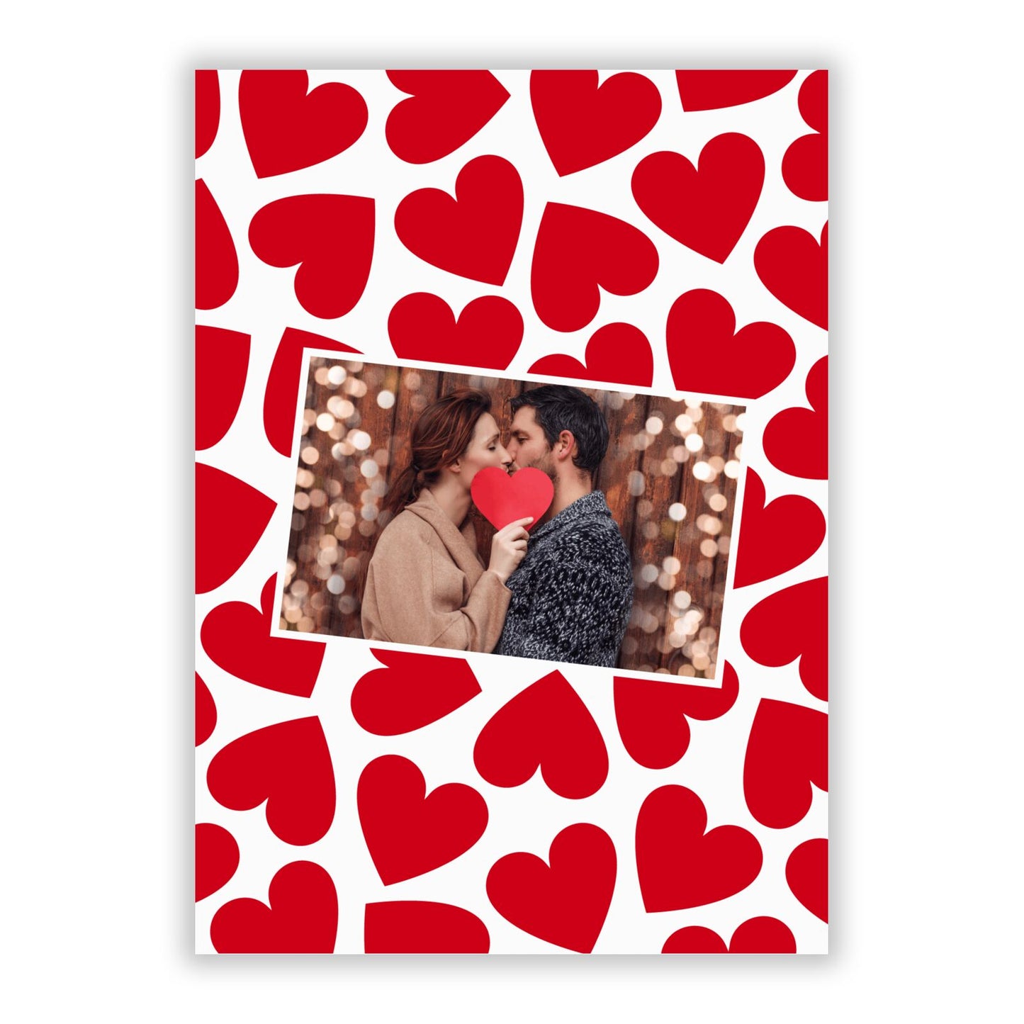 Valentines Day Heart Photo Personalised A5 Flat Greetings Card