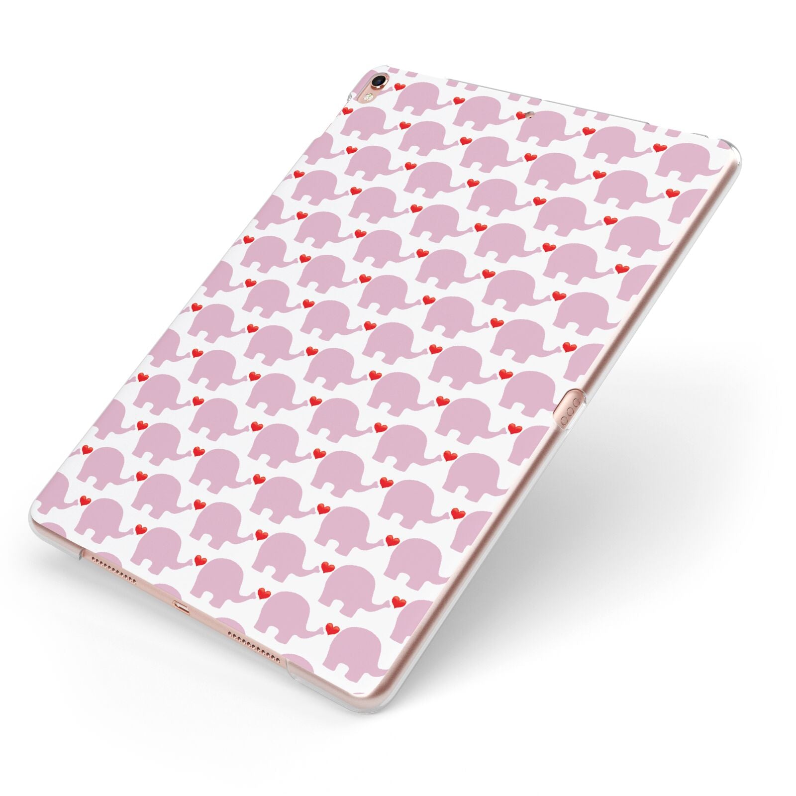 Valentines Pink Elephants Apple iPad Case on Rose Gold iPad Side View
