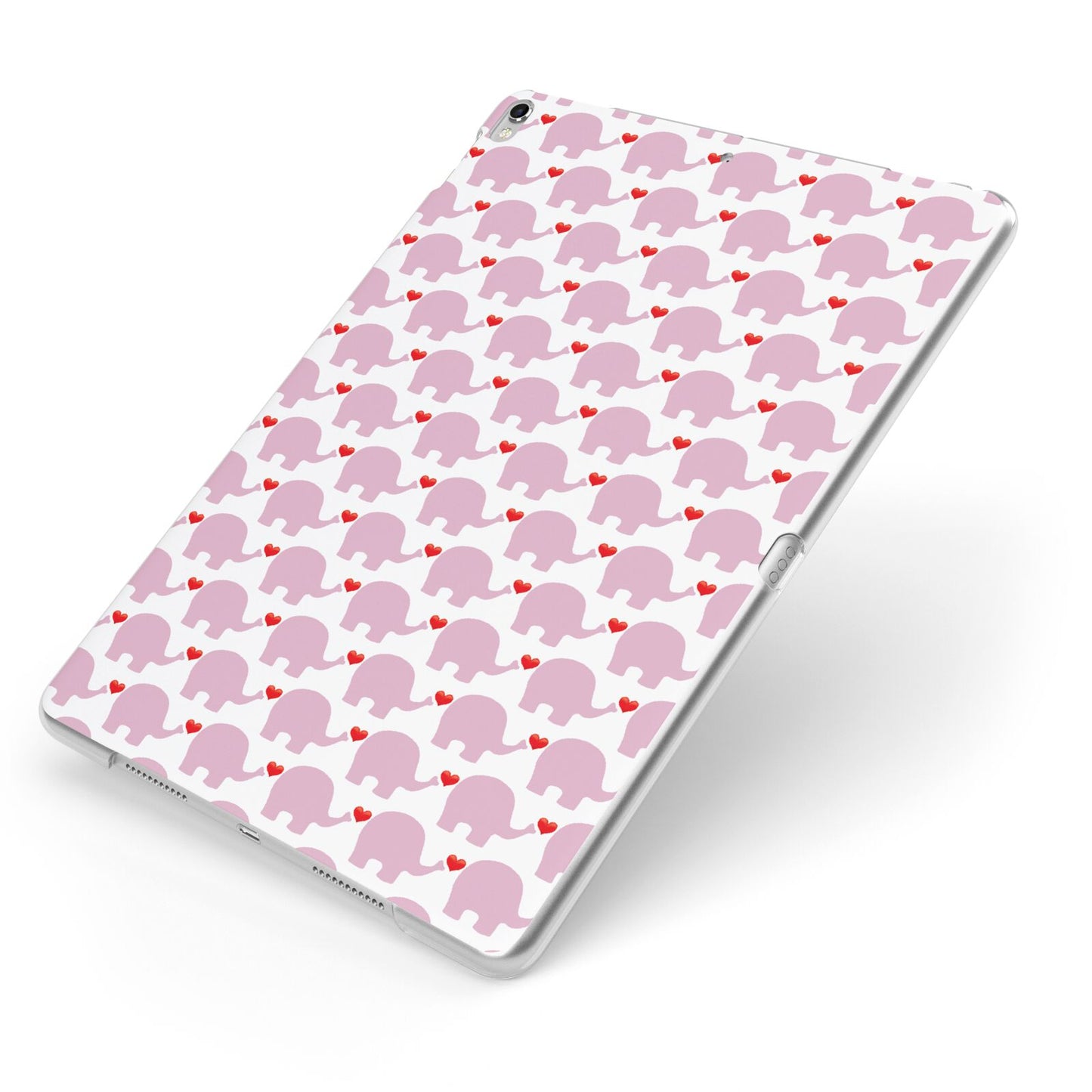 Valentines Pink Elephants Apple iPad Case on Silver iPad Side View