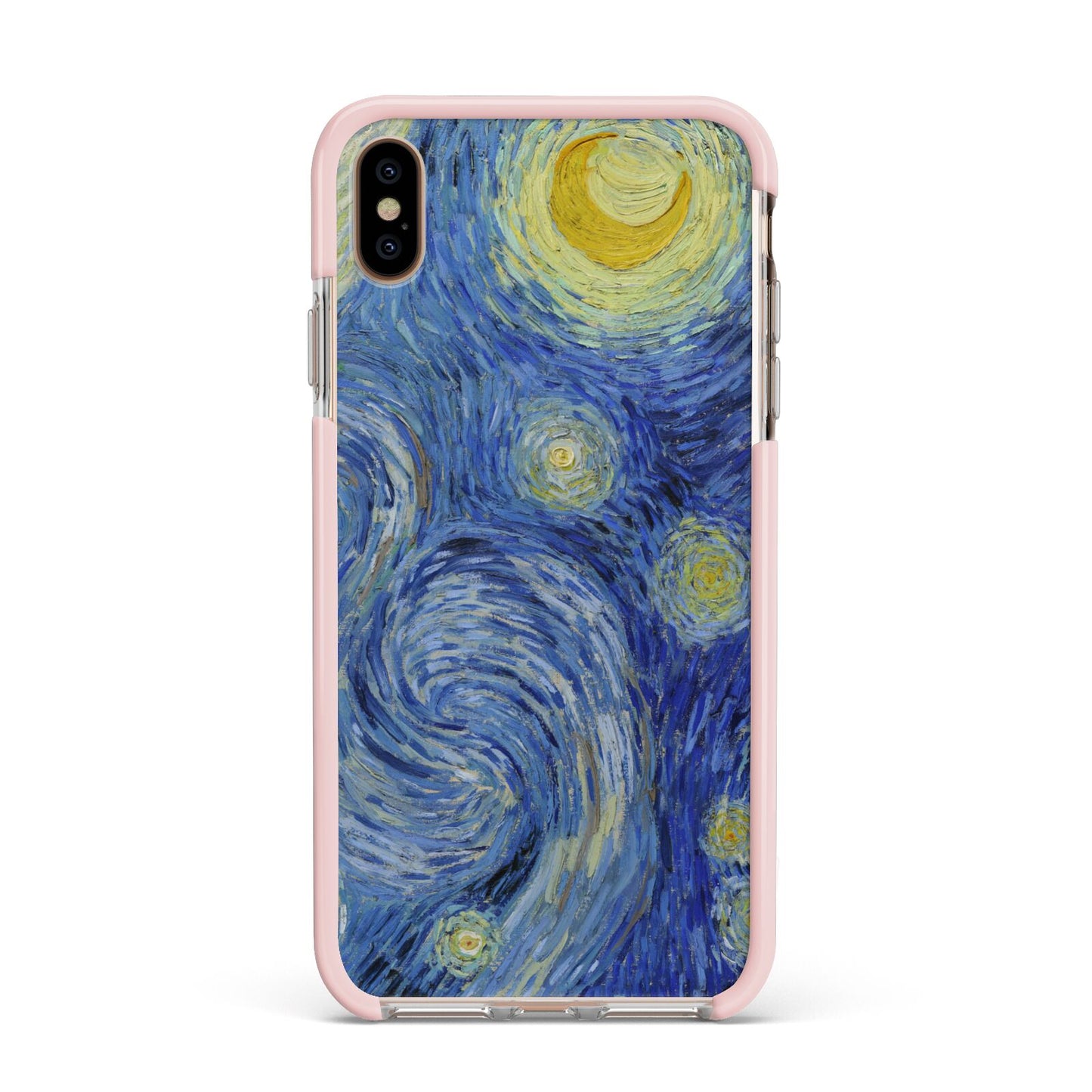 Van Gogh Starry Night Apple iPhone Xs Max Impact Case Pink Edge on Gold Phone