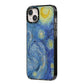 Van Gogh Starry Night iPhone 14 Plus Black Impact Case Side Angle on Silver phone