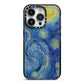 Van Gogh Starry Night iPhone 14 Pro Black Impact Case on Silver phone