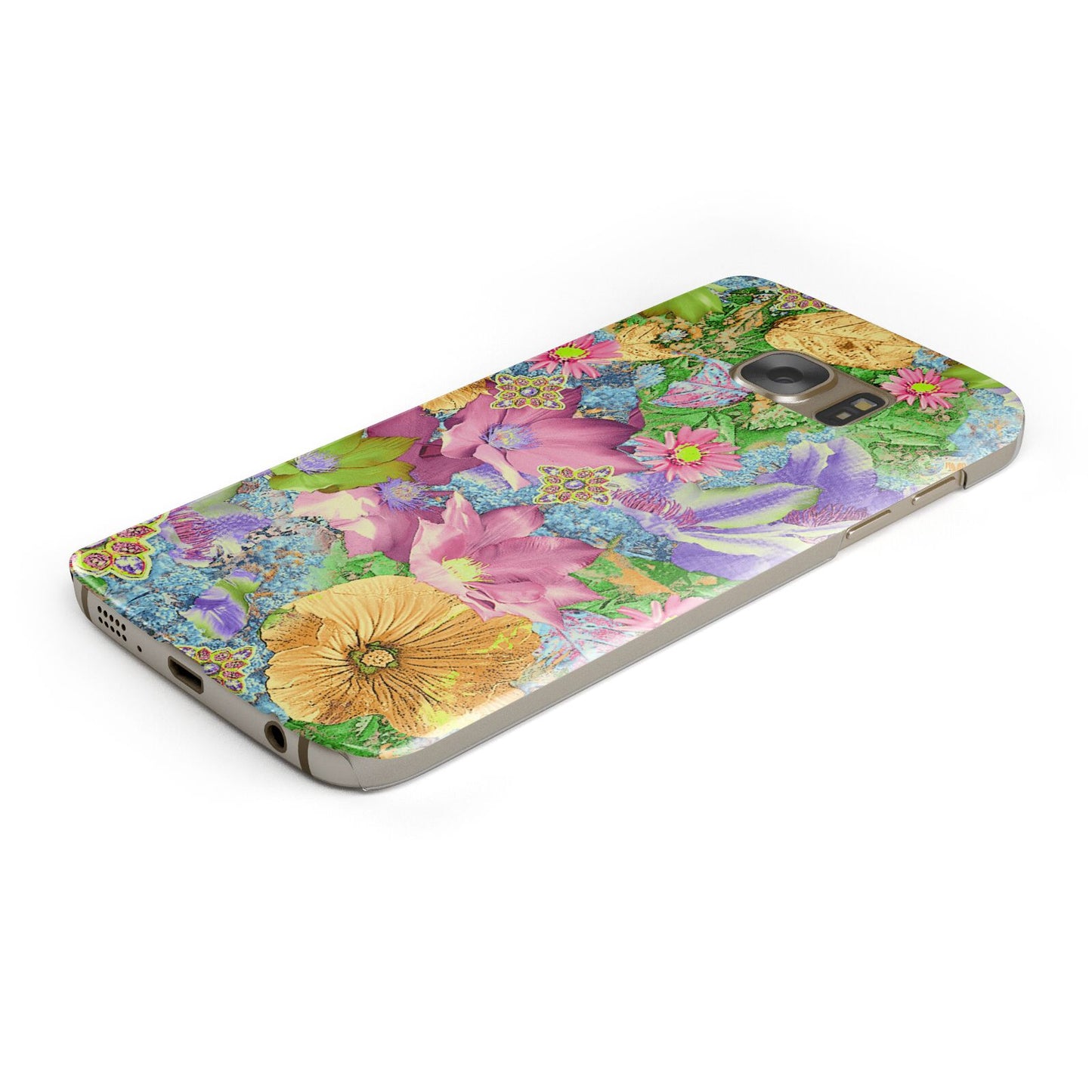 Vintage Floral Pattern Protective Samsung Galaxy Case Angled Image