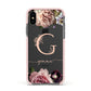Vintage Floral Personalised Apple iPhone Xs Impact Case Pink Edge on Black Phone