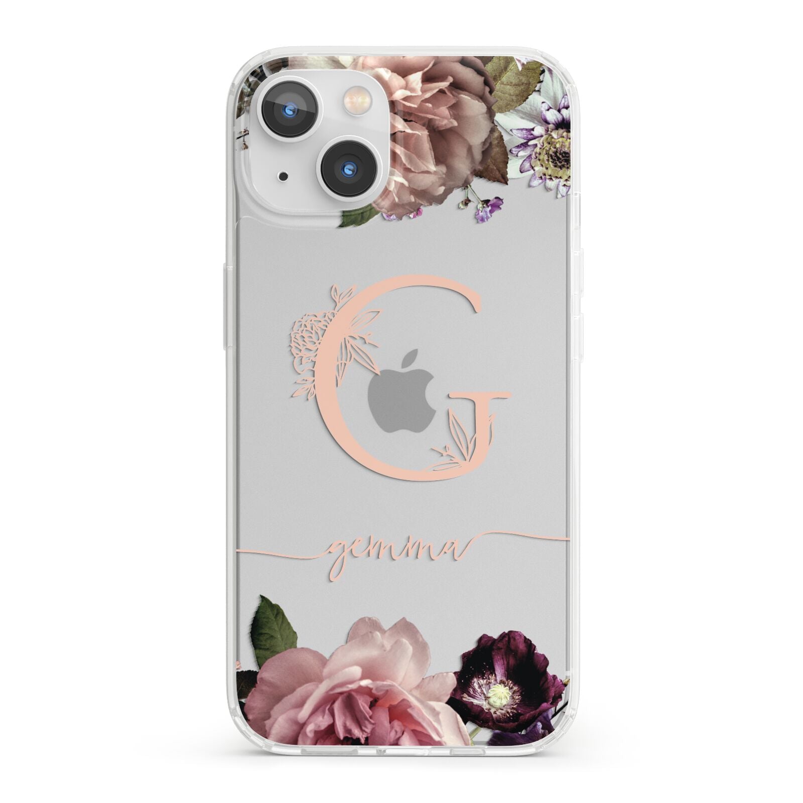 Vintage Floral Personalised iPhone 13 Clear Bumper Case