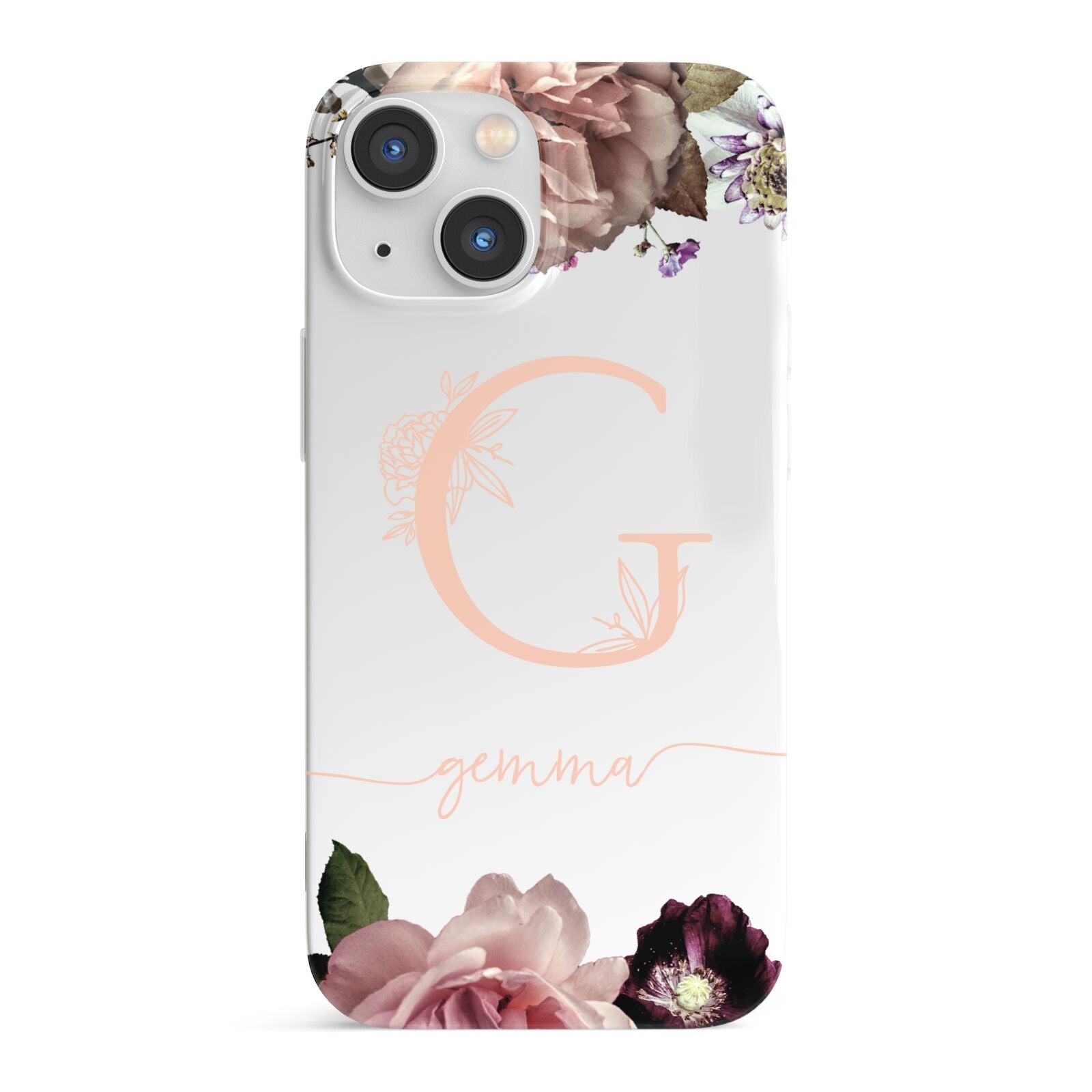 Vintage Floral Personalised iPhone 13 Mini Full Wrap 3D Snap Case