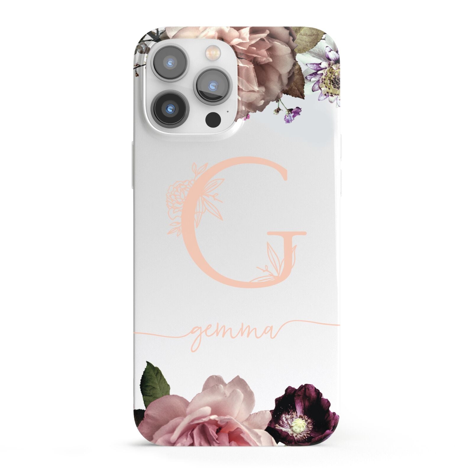 Vintage Floral Personalised iPhone 13 Pro Max Full Wrap 3D Snap Case