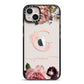 Vintage Floral Personalised iPhone 14 Plus Black Impact Case on Silver phone
