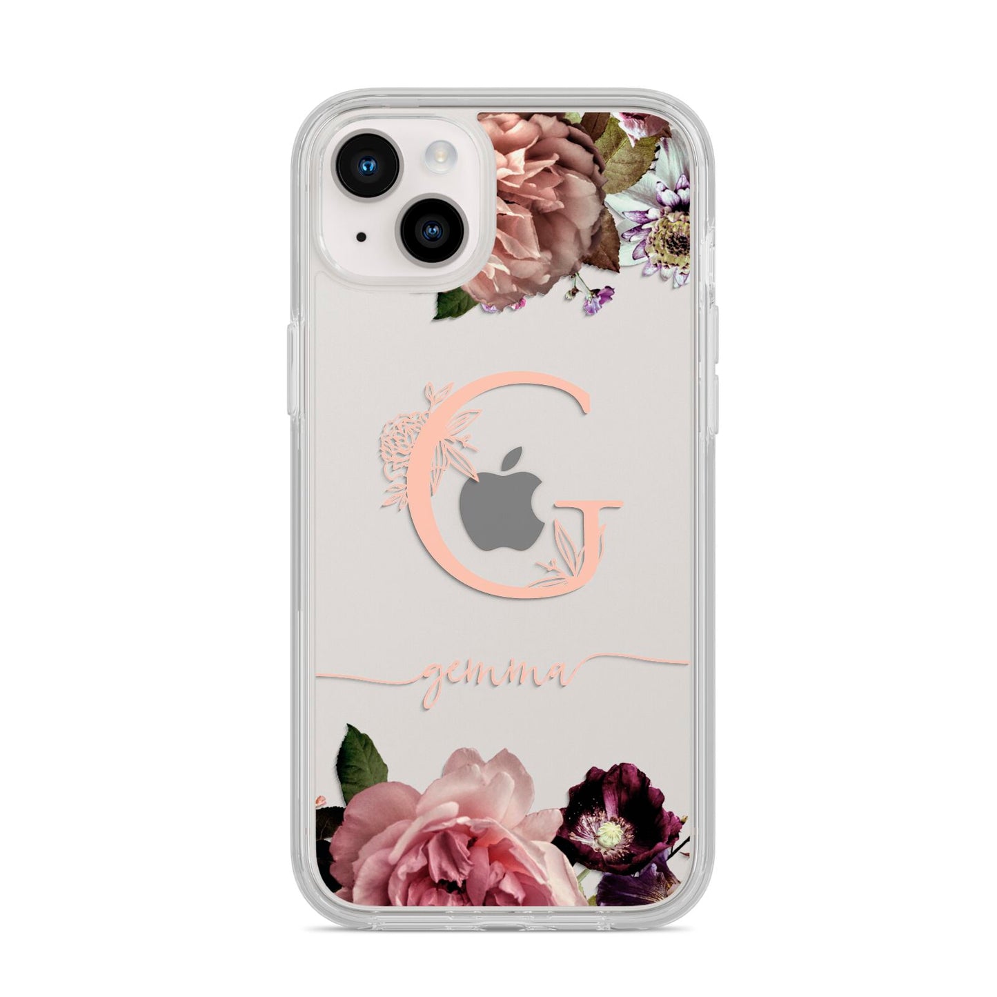 Vintage Floral Personalised iPhone 14 Plus Clear Tough Case Starlight