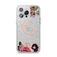Vintage Floral Personalised iPhone 14 Pro Max Glitter Tough Case Silver
