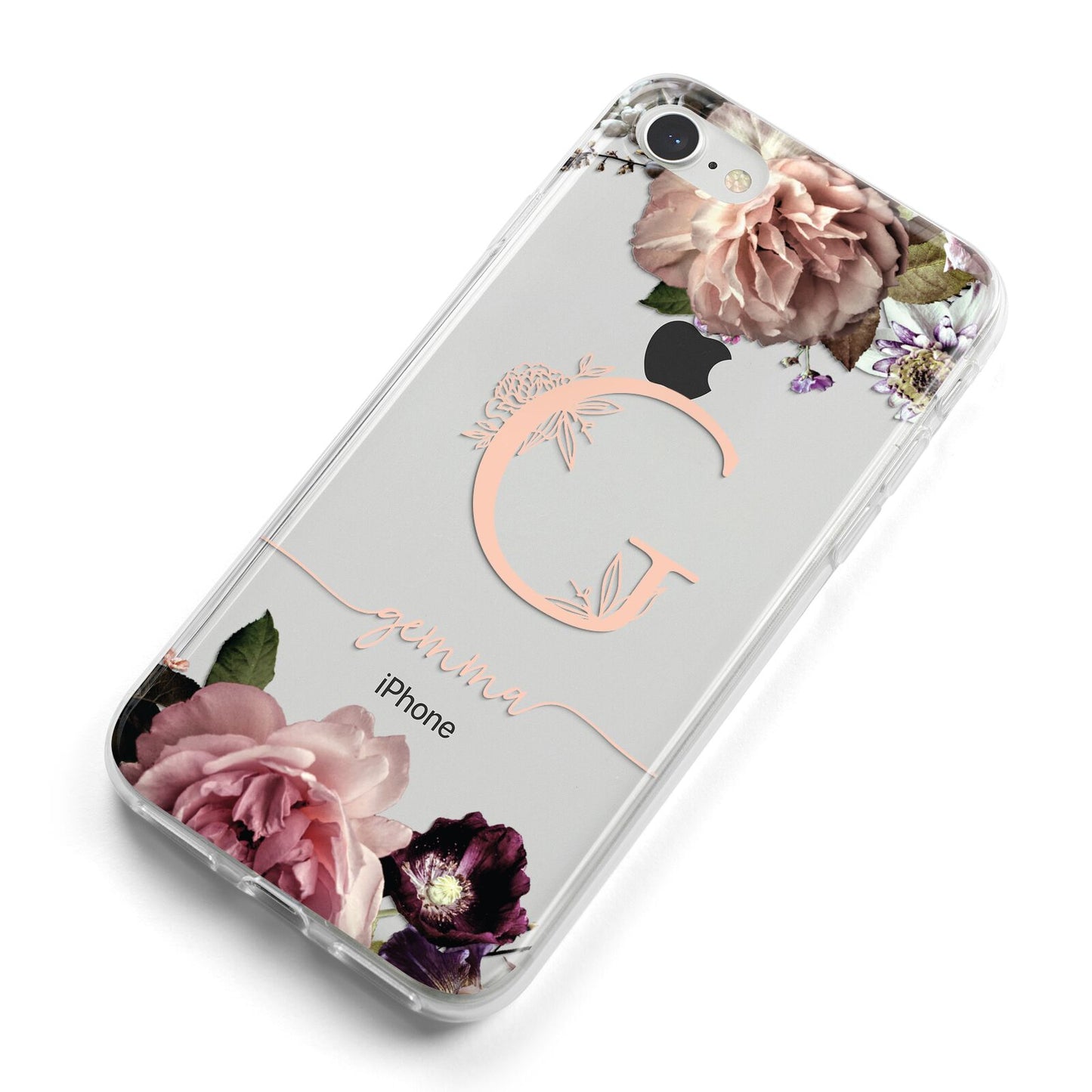 Vintage Floral Personalised iPhone 8 Bumper Case on Silver iPhone Alternative Image
