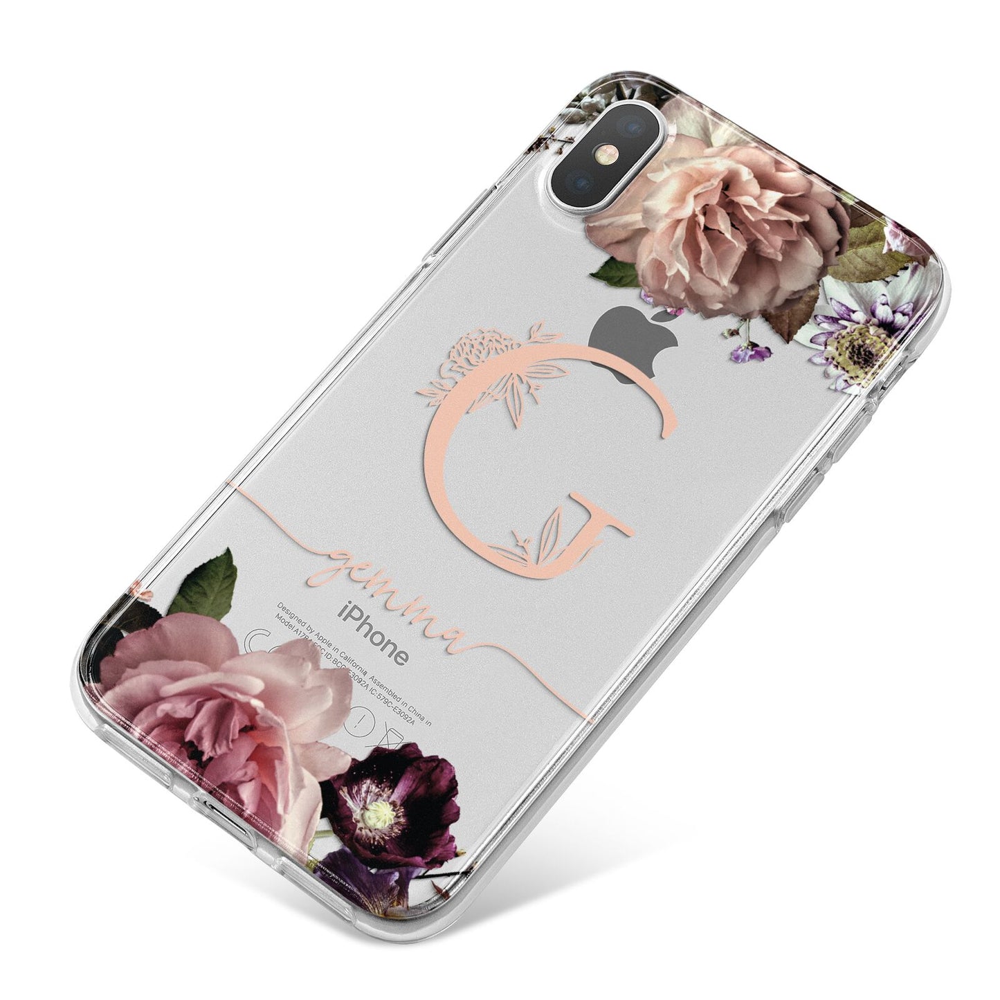 Vintage Floral Personalised iPhone X Bumper Case on Silver iPhone