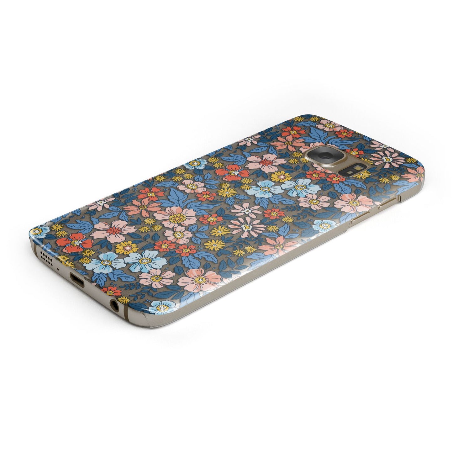 Vintage Flower Protective Samsung Galaxy Case Angled Image