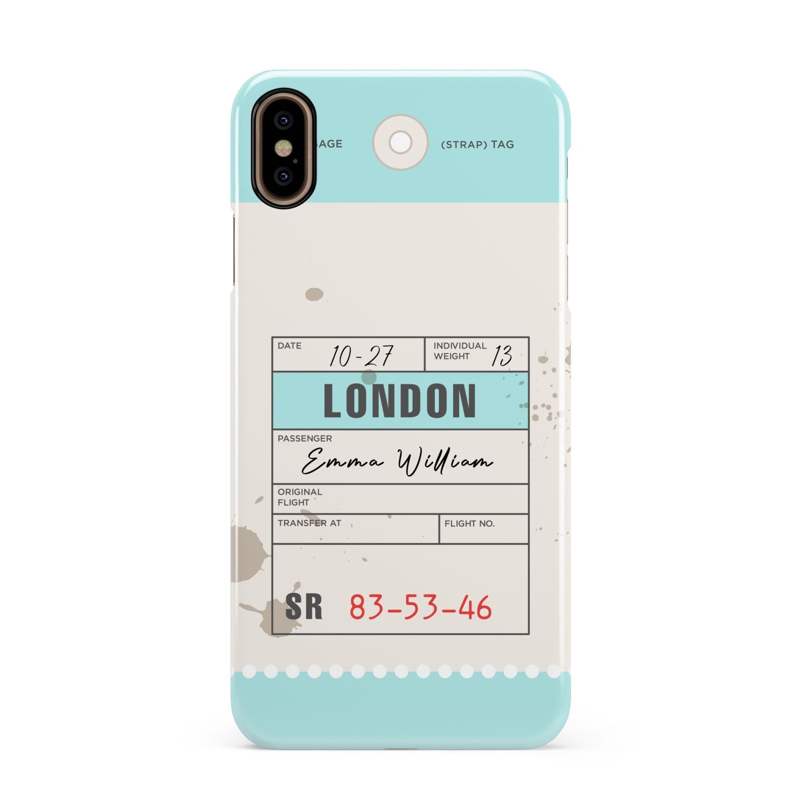 Vintage Luggage Tag Apple iPhone Xs Max 3D Snap Case
