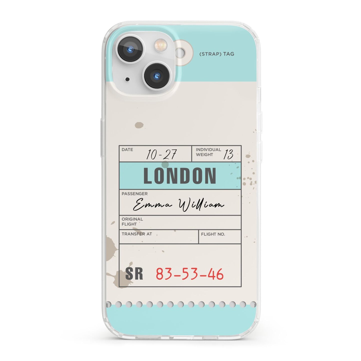 Vintage Luggage Tag iPhone 13 Clear Bumper Case