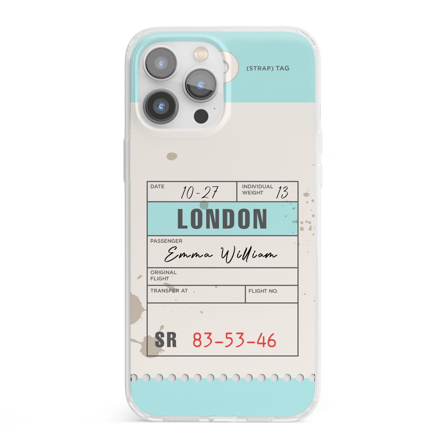 Vintage Luggage Tag iPhone 13 Pro Max Clear Bumper Case