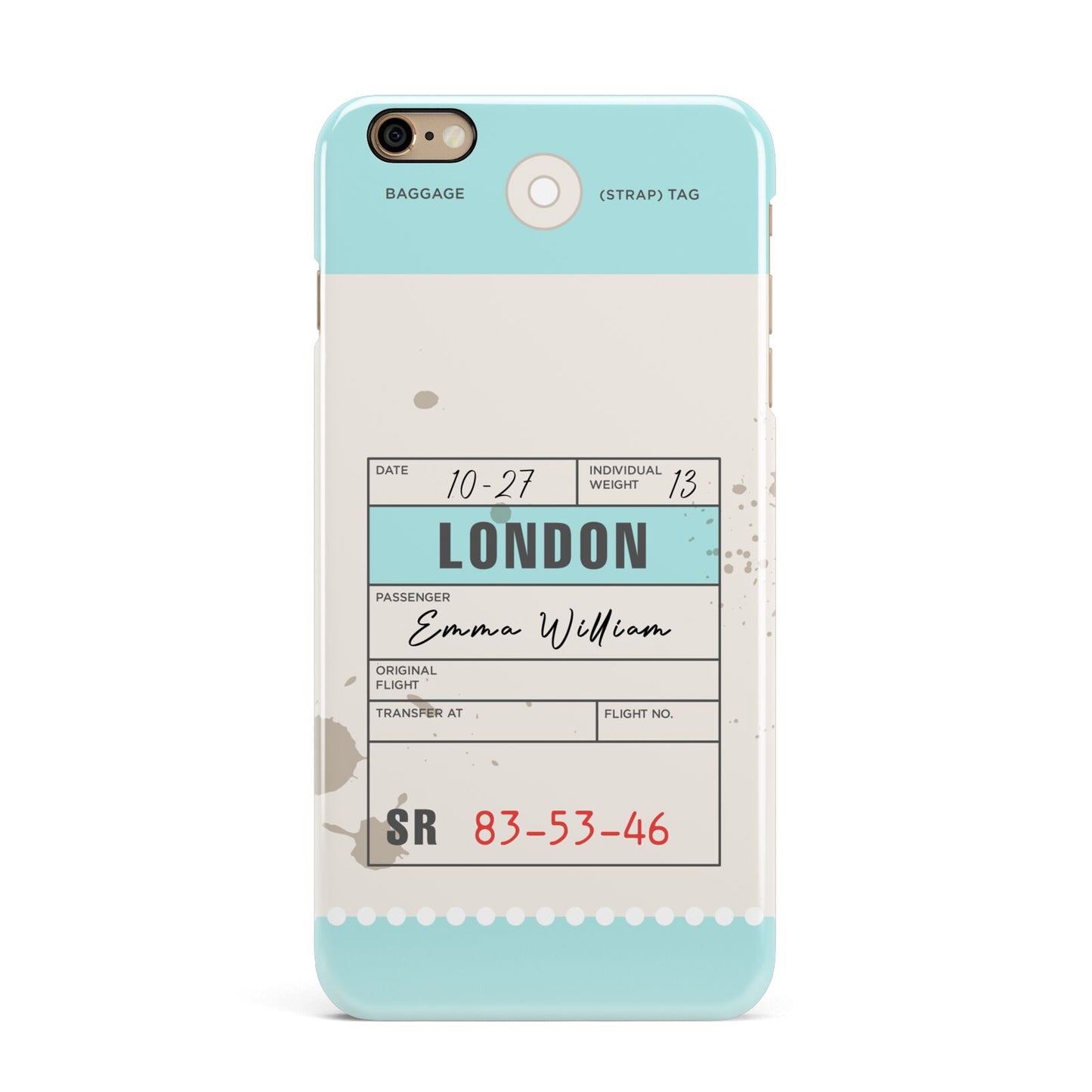 Vintage Luggage Tag iPhone 6 Plus 3D Snap Case on Gold Phone