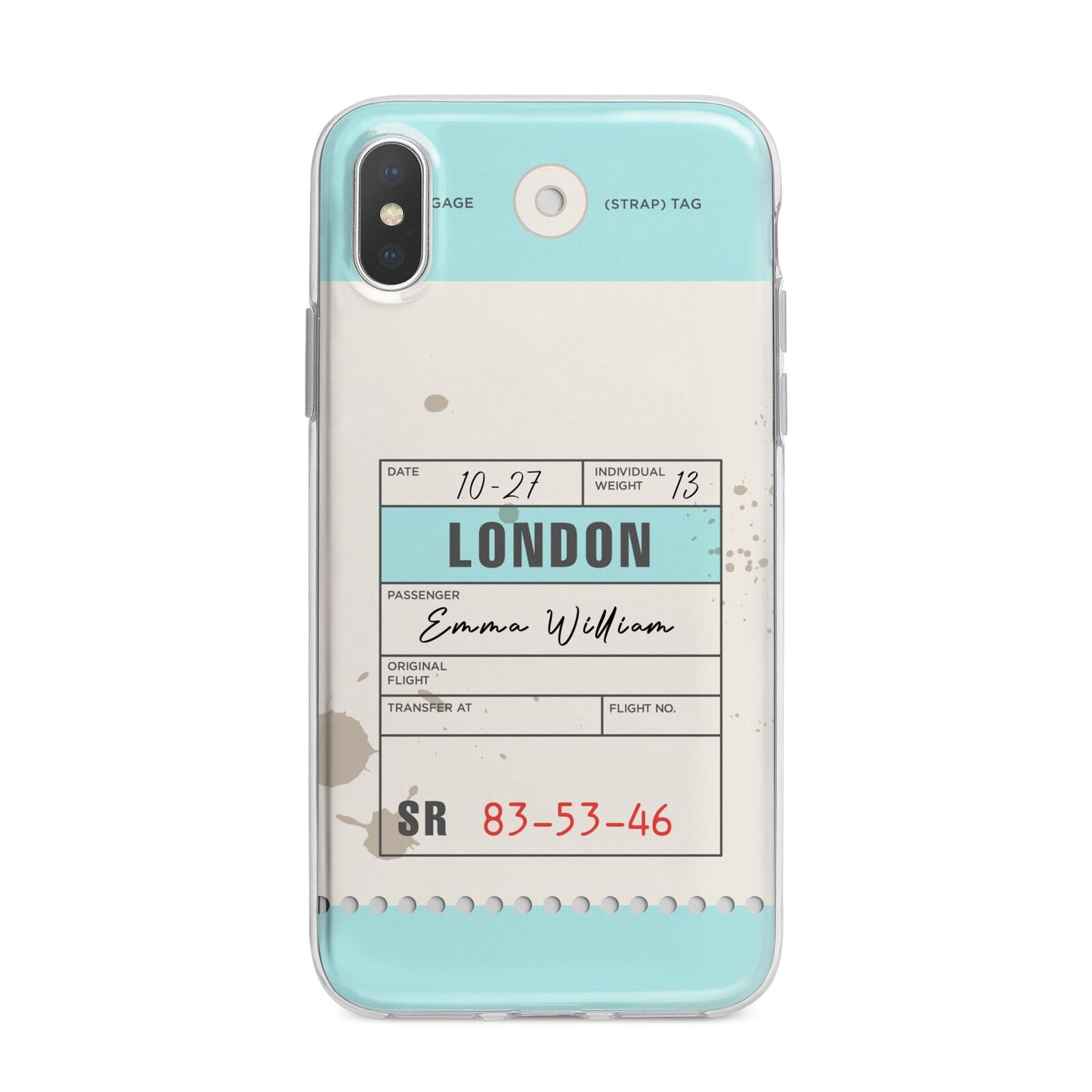 Vintage Luggage Tag iPhone X Bumper Case on Silver iPhone Alternative Image 1
