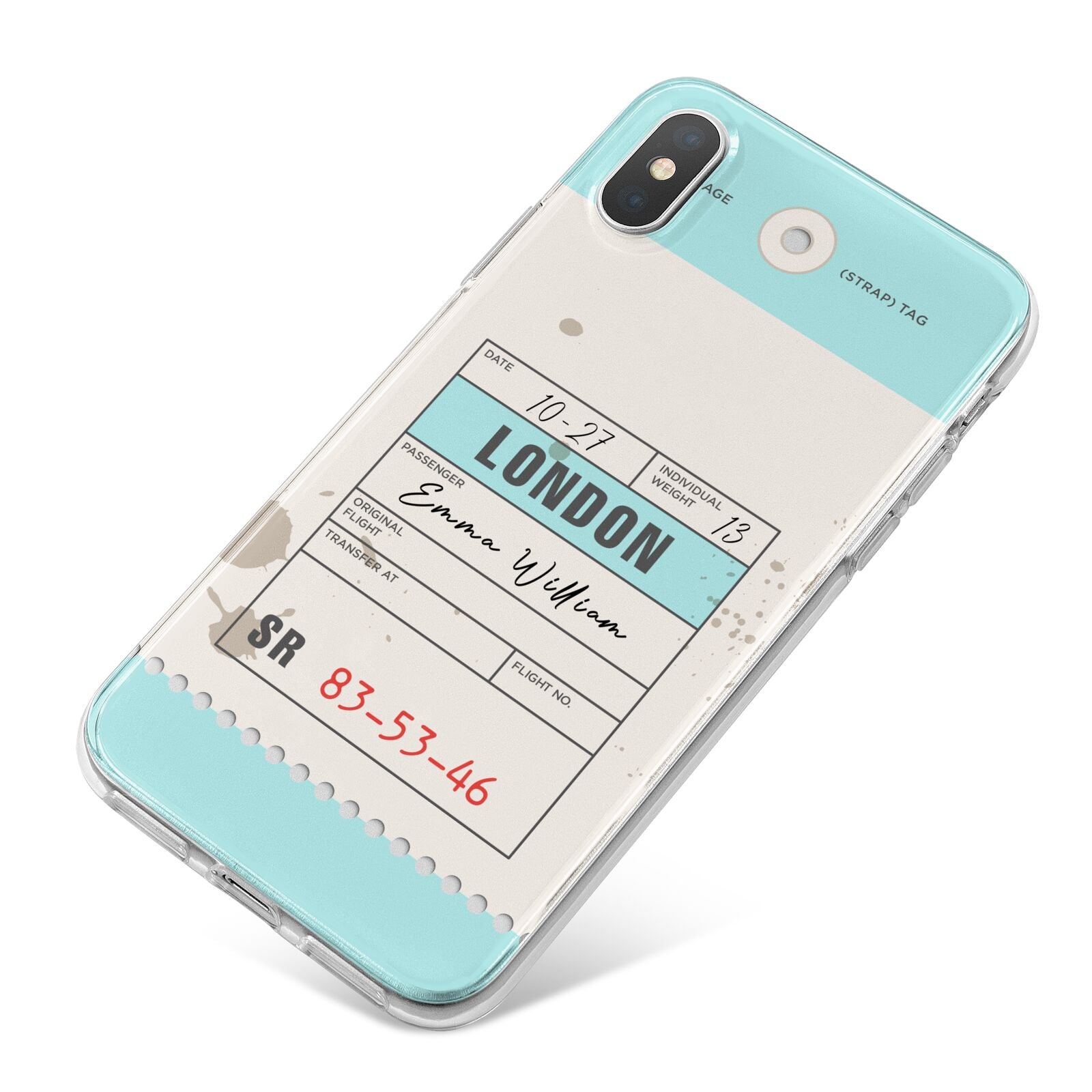 Vintage Luggage Tag iPhone X Bumper Case on Silver iPhone