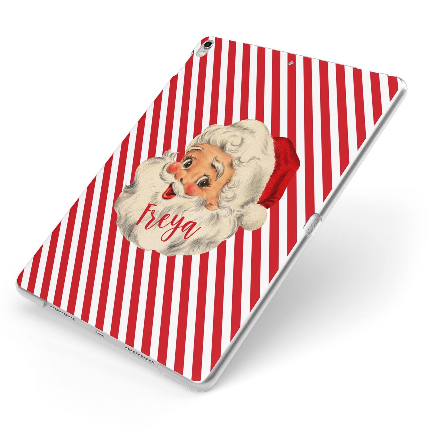 Vintage Santa Personalised Apple iPad Case on Silver iPad Side View