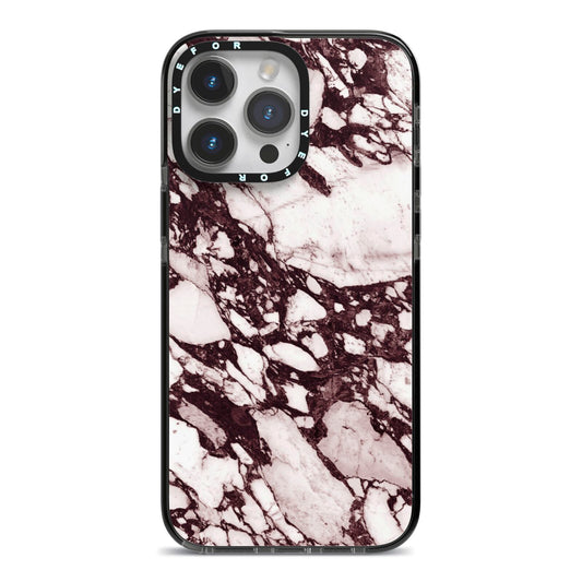 Viola Marble iPhone 14 Pro Max Black Impact Case on Silver phone