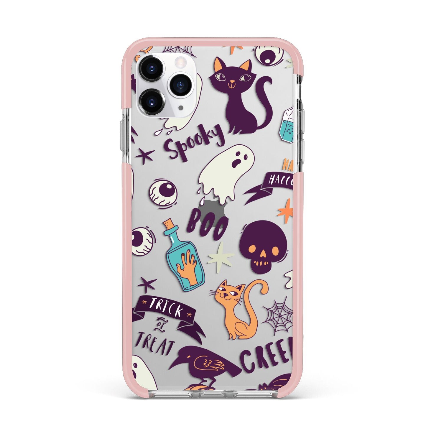Wacky Purple and Orange Halloween Images iPhone 11 Pro Max Impact Pink Edge Case