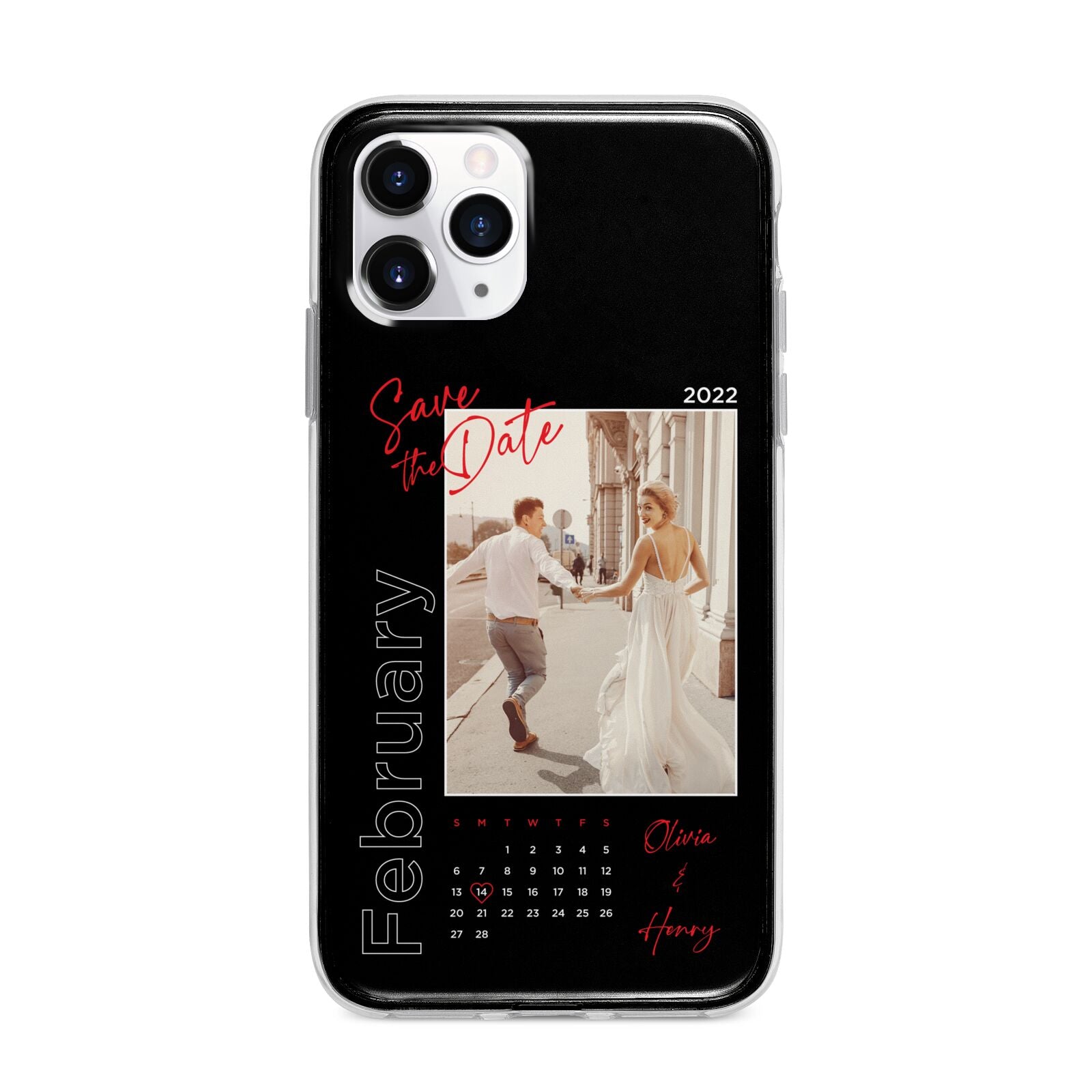 Wedding Date Personalised Photo Apple iPhone 11 Pro Max in Silver with Bumper Case