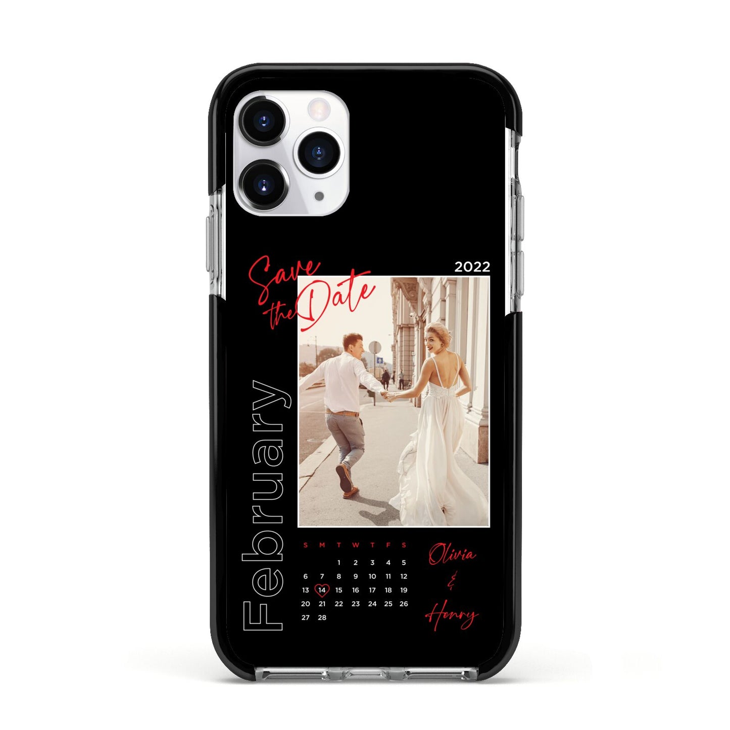 Wedding Date Personalised Photo Apple iPhone 11 Pro in Silver with Black Impact Case