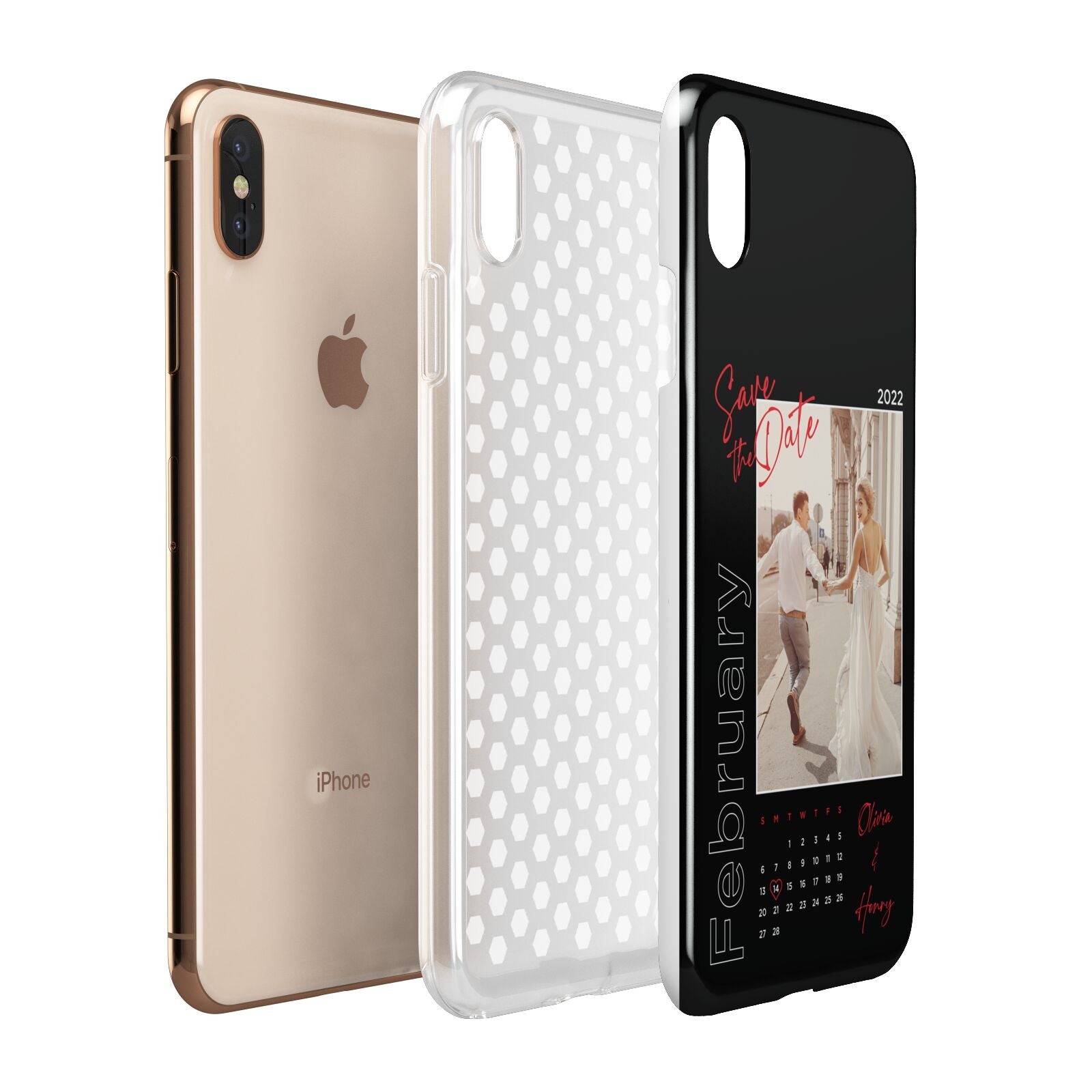 Wedding Date Personalised Photo Apple iPhone Xs Max 3D Tough Case Expanded View