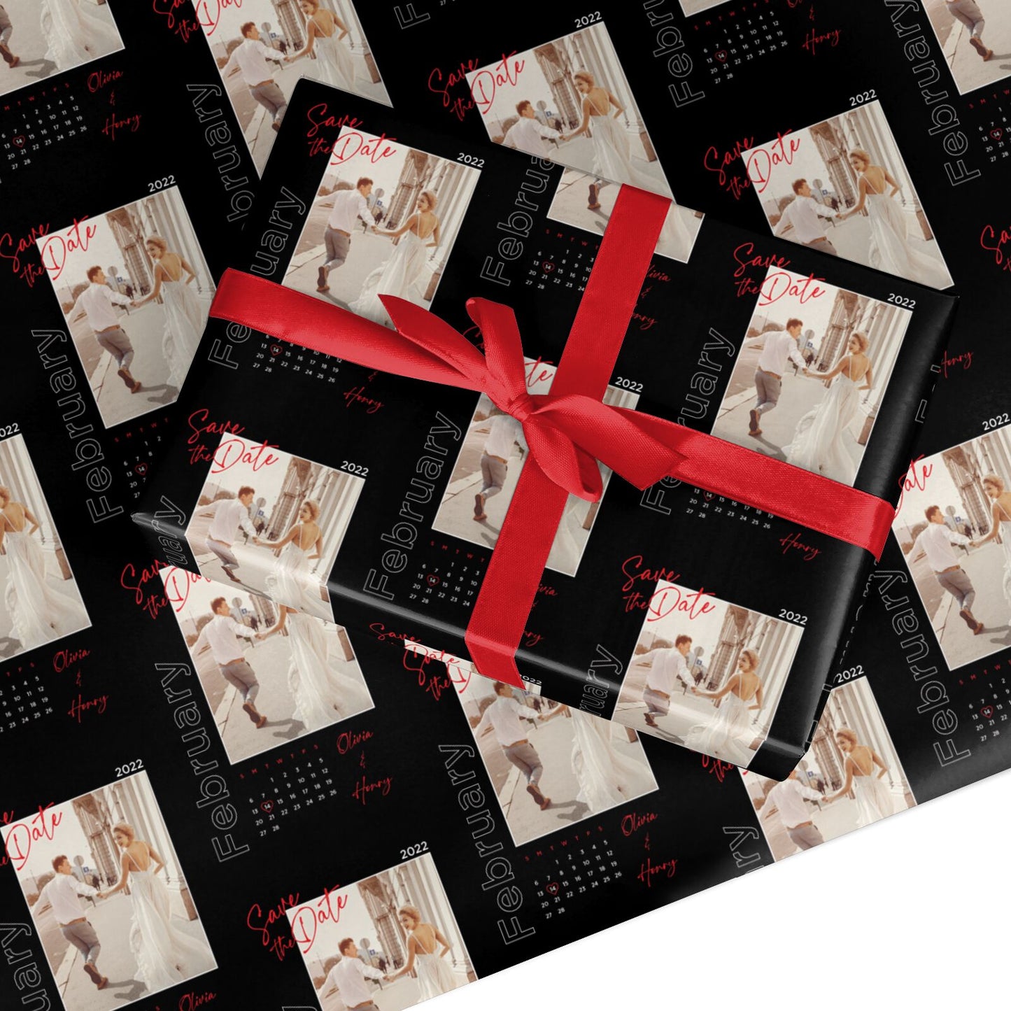 Wedding Date Personalised Photo Custom Wrapping Paper