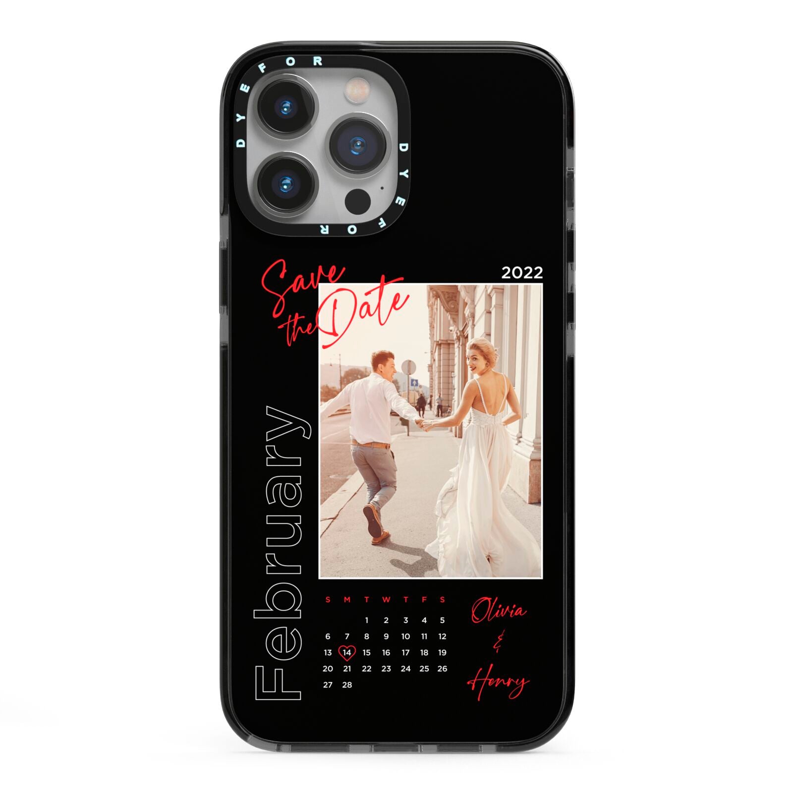 Wedding Date Personalised Photo iPhone 13 Pro Max Black Impact Case on Silver phone
