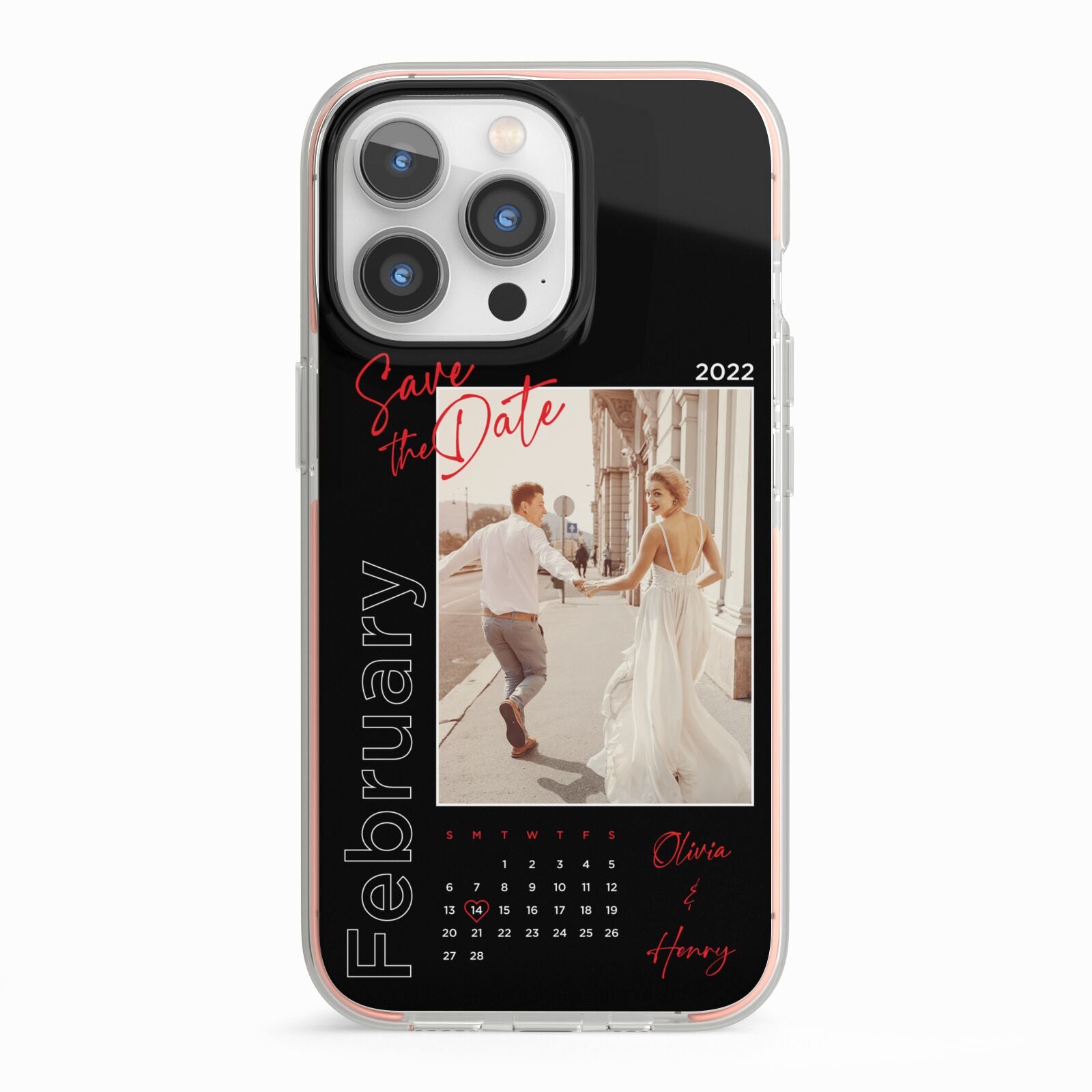 Wedding Date Personalised Photo iPhone 13 Pro TPU Impact Case with Pink Edges