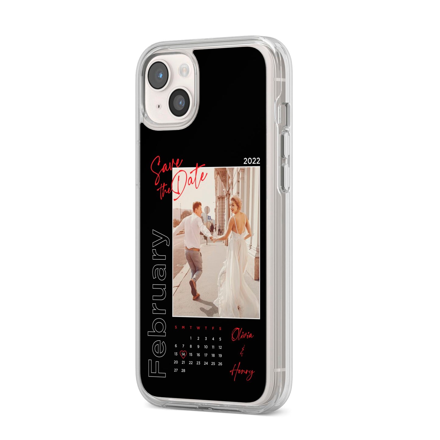 Wedding Date Personalised Photo iPhone 14 Plus Clear Tough Case Starlight Angled Image