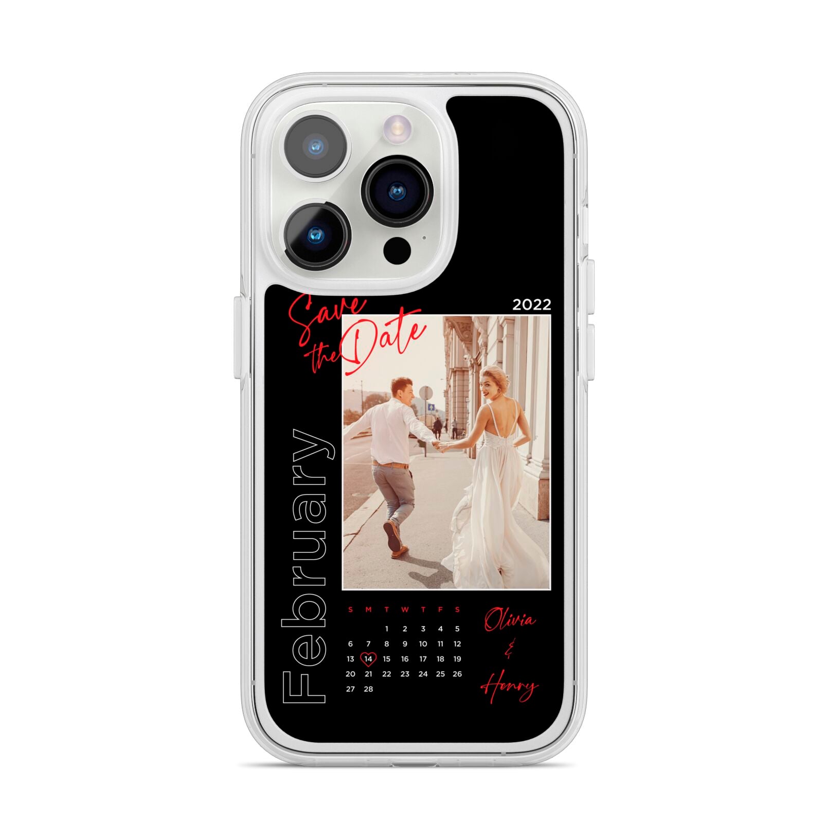 Wedding Date Personalised Photo iPhone 14 Pro Clear Tough Case Silver