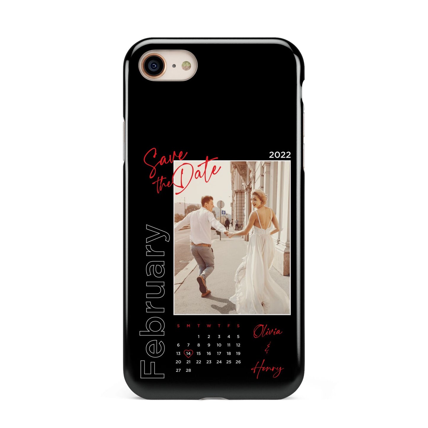 Wedding Date Personalised Photo iPhone 8 3D Tough Case on Gold Phone