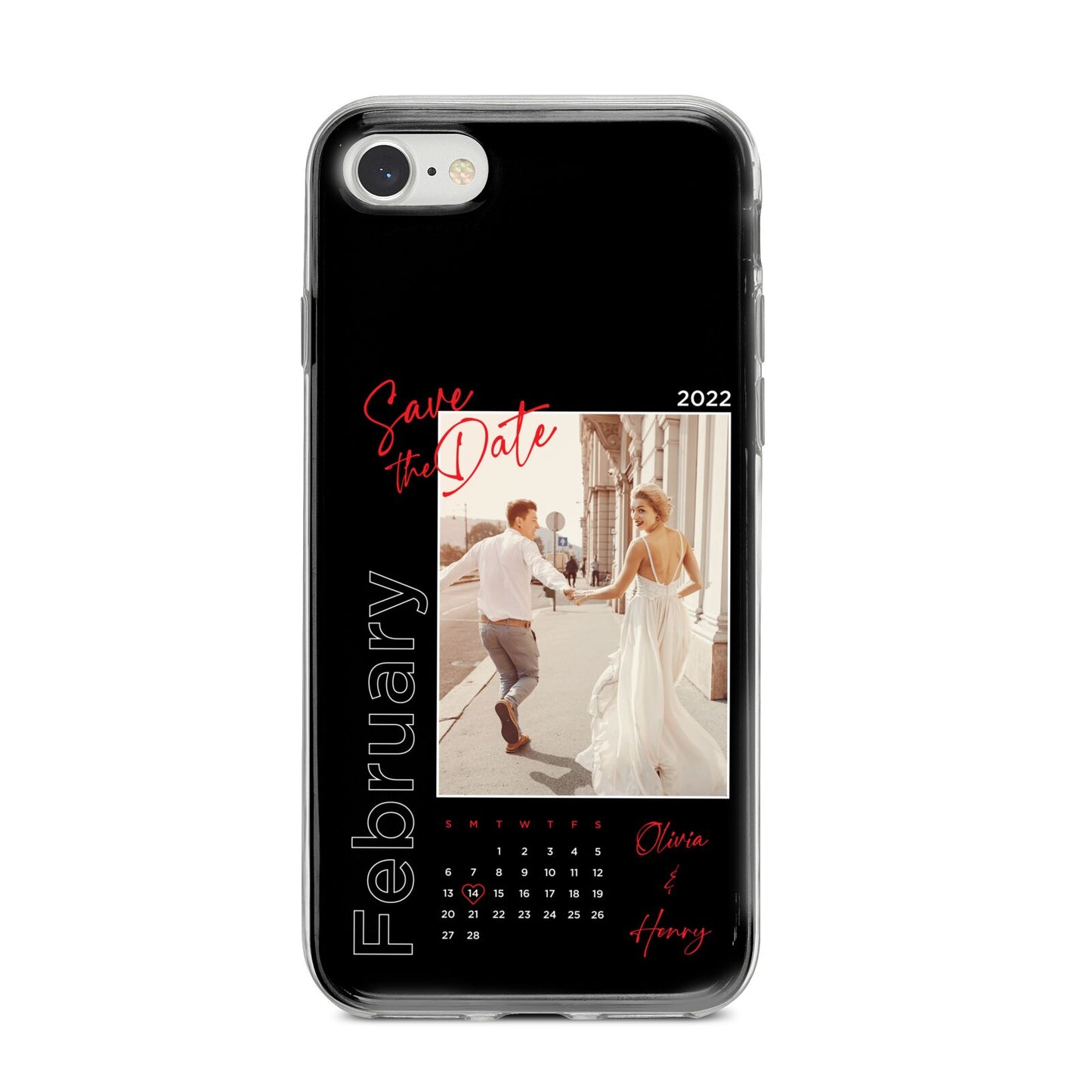 Wedding Date Personalised Photo iPhone 8 Bumper Case on Silver iPhone
