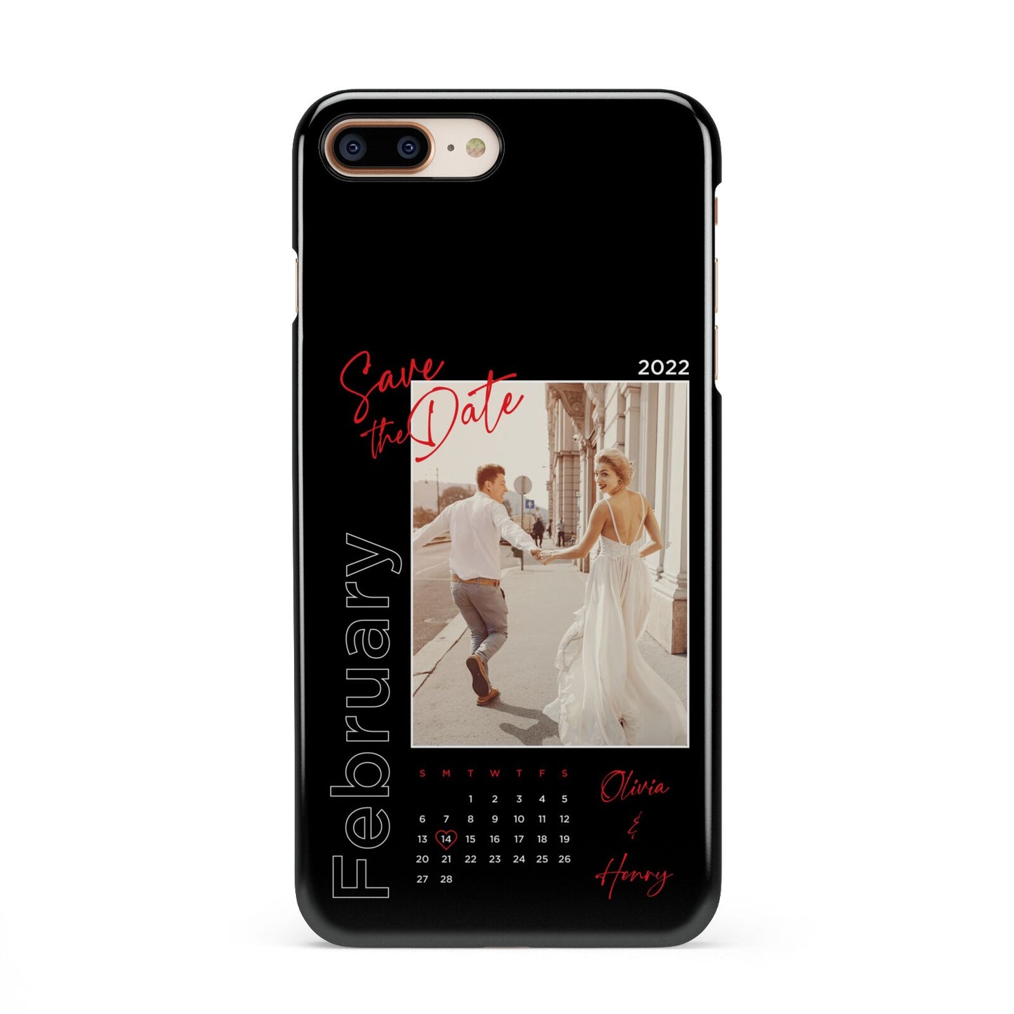 Wedding Date Personalised Photo iPhone 8 Plus 3D Snap Case on Gold Phone