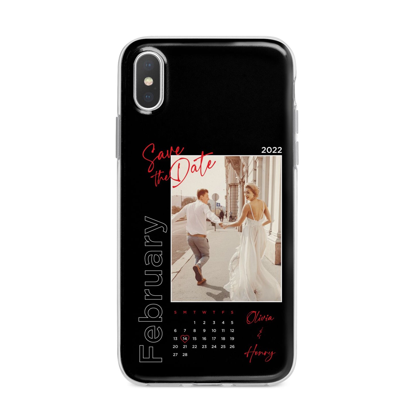 Wedding Date Personalised Photo iPhone X Bumper Case on Silver iPhone Alternative Image 1