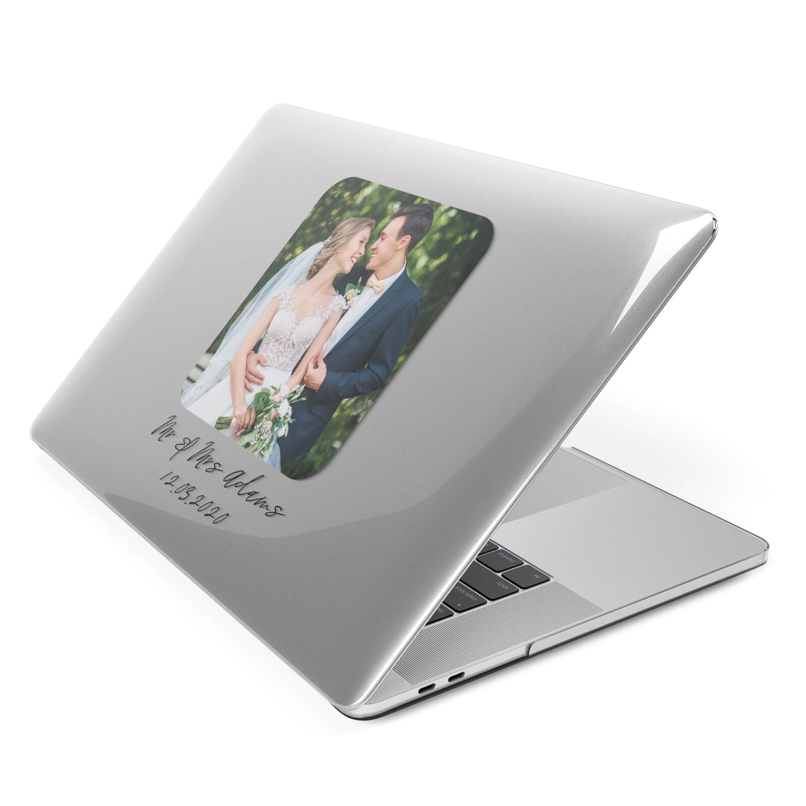 Wedding Photo Upload Keepsake with Text Apple MacBook Case Side View