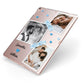 Wedding Snaps Collage with Blue Hearts and Name Apple iPad Case on Rose Gold iPad Side View