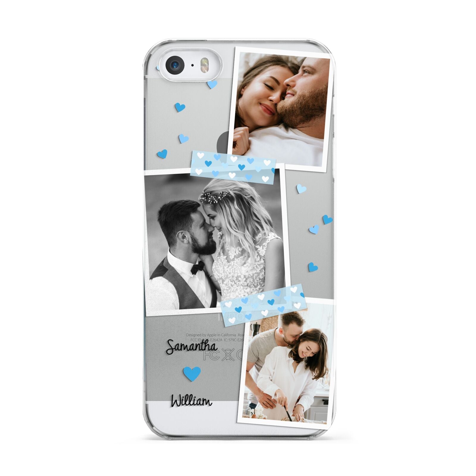 Wedding Snaps Collage with Blue Hearts and Name Apple iPhone 5 Case