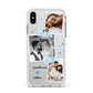 Wedding Snaps Collage with Blue Hearts and Name Apple iPhone Xs Max Impact Case White Edge on Silver Phone